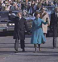 President and Mrs. Carter walk down Pennsylvania Avenue in Inaugural Parade, 1977. President and Mrs. Carter walk down Pennsylvania Avenue in Inaugural Parade, 1977.