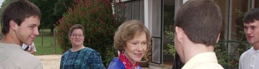 Mrs. Carter greets visitors at the Boyhood Farm. Mrs. Carter greets visitors at the Boyhood Farm.