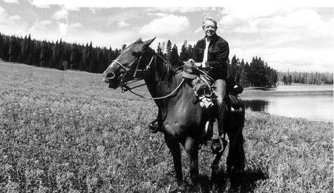 Jimmy Carter on horseback in Yellowstone