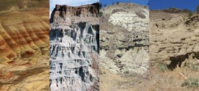 Image of four geologic sections of the John Day strata.