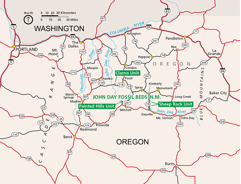 Regional map of the John Day area Regional map of the John Day area