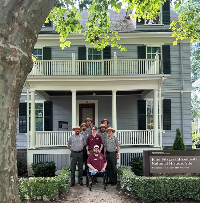 Staff and Volunteers and Interns Pictured outside JFK birthplace