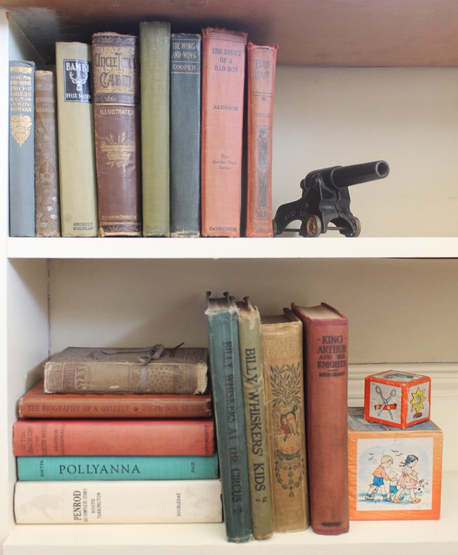 a bookcase full of children's books