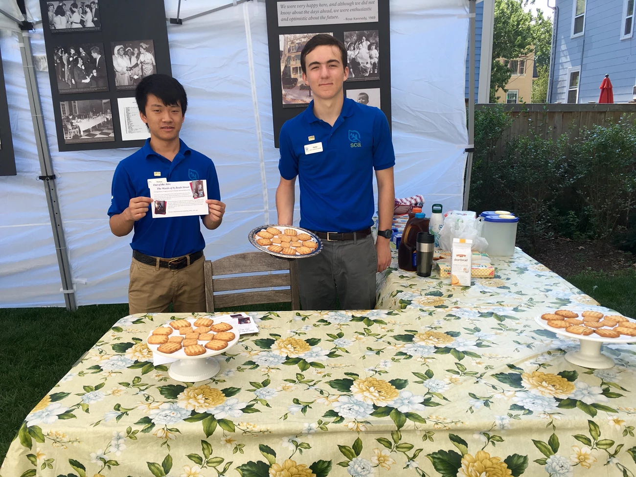 Stewards on Rose Kennedy's Birthday High school interns serve cookies