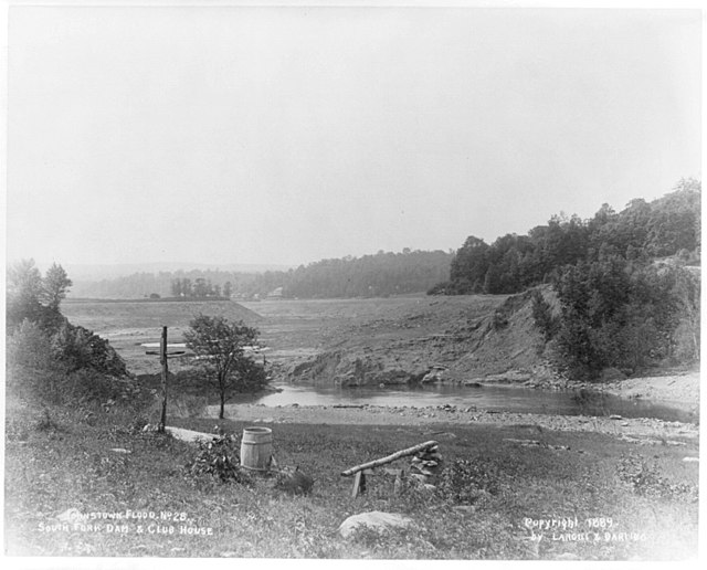 The remains of an earthen dam.