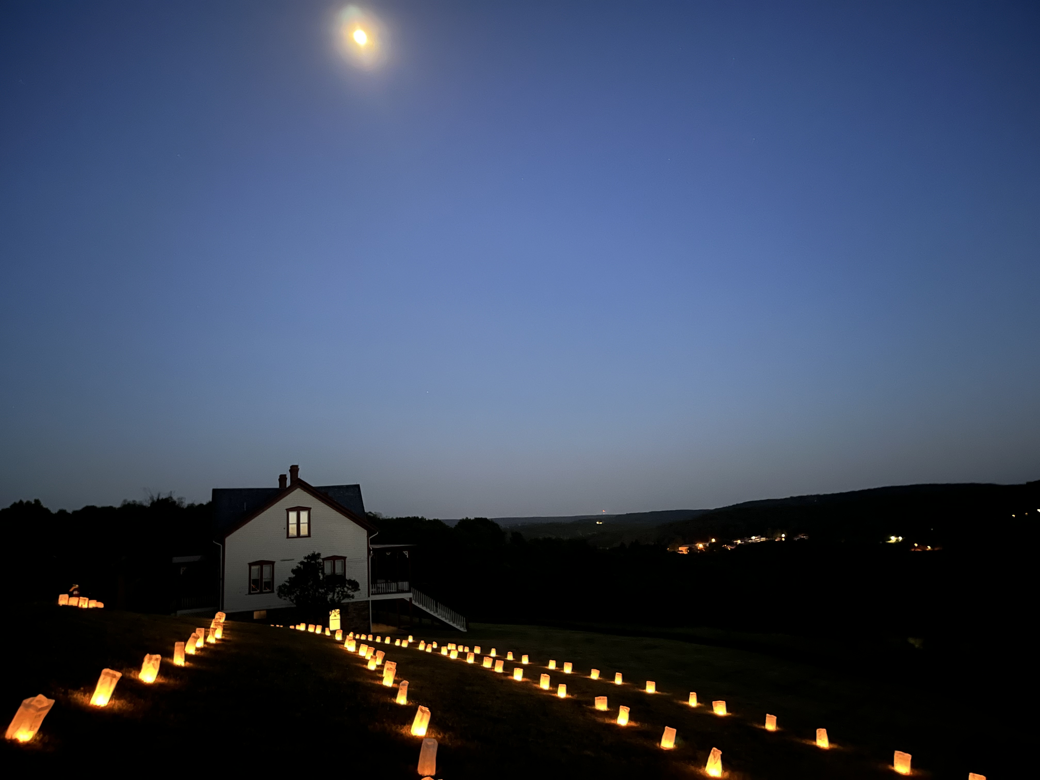 Bags with candles lit