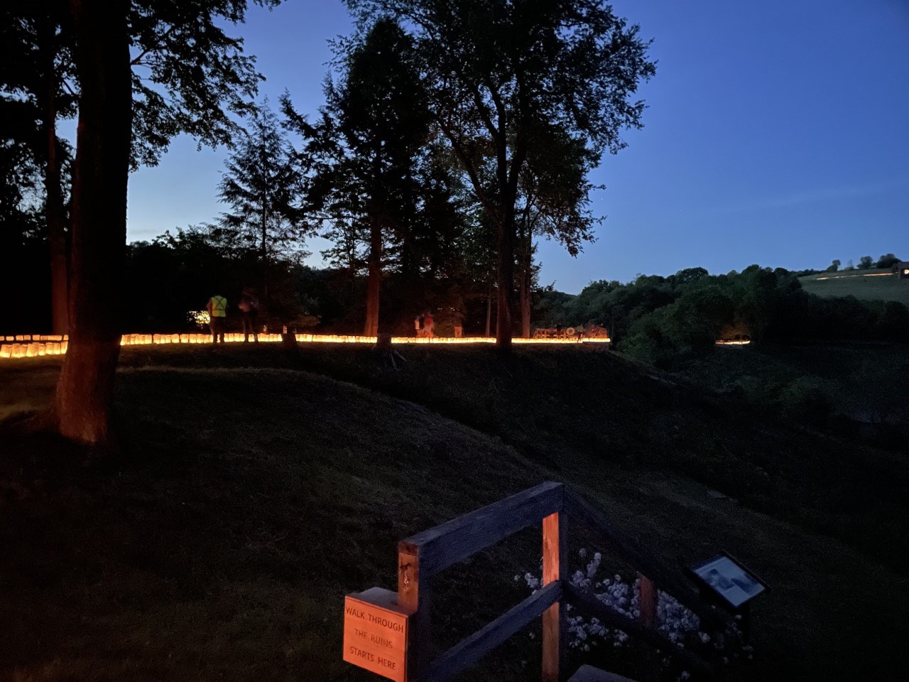Remains of the dam with luminaries
