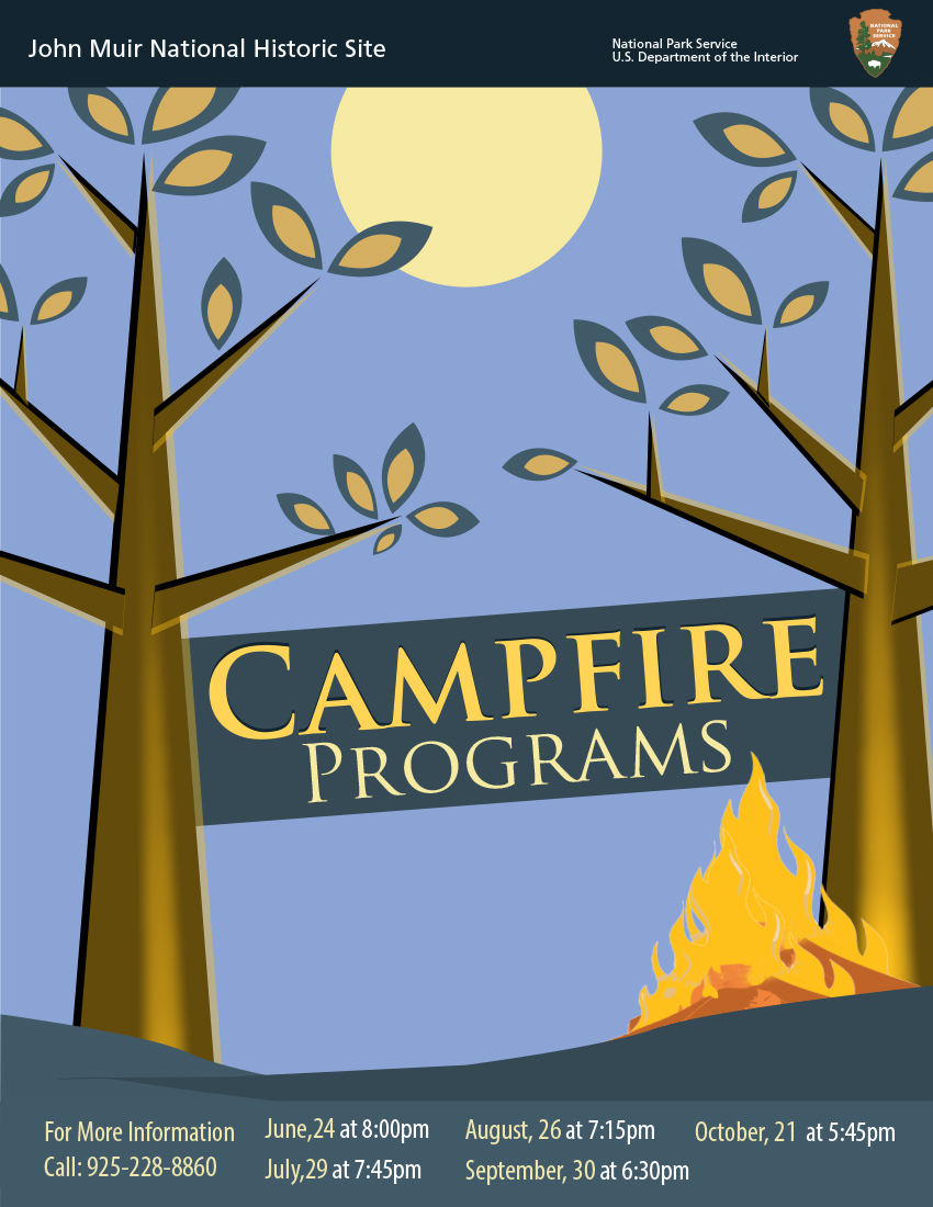 Illustration of a full moon, trees and a campfire. Illustration of a full moon, trees and a campfire.