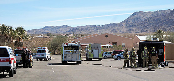 Local hazmat teams at park headquarters.