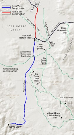 map of Keys View Road and Park Boulevard construction areas.