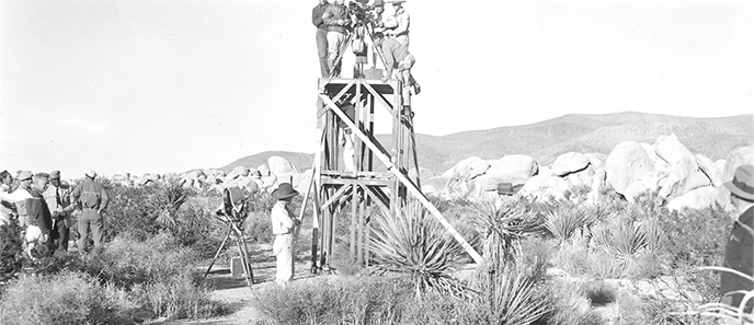 Filming atop wooden scaffolding in the desert. scaffold filming platform