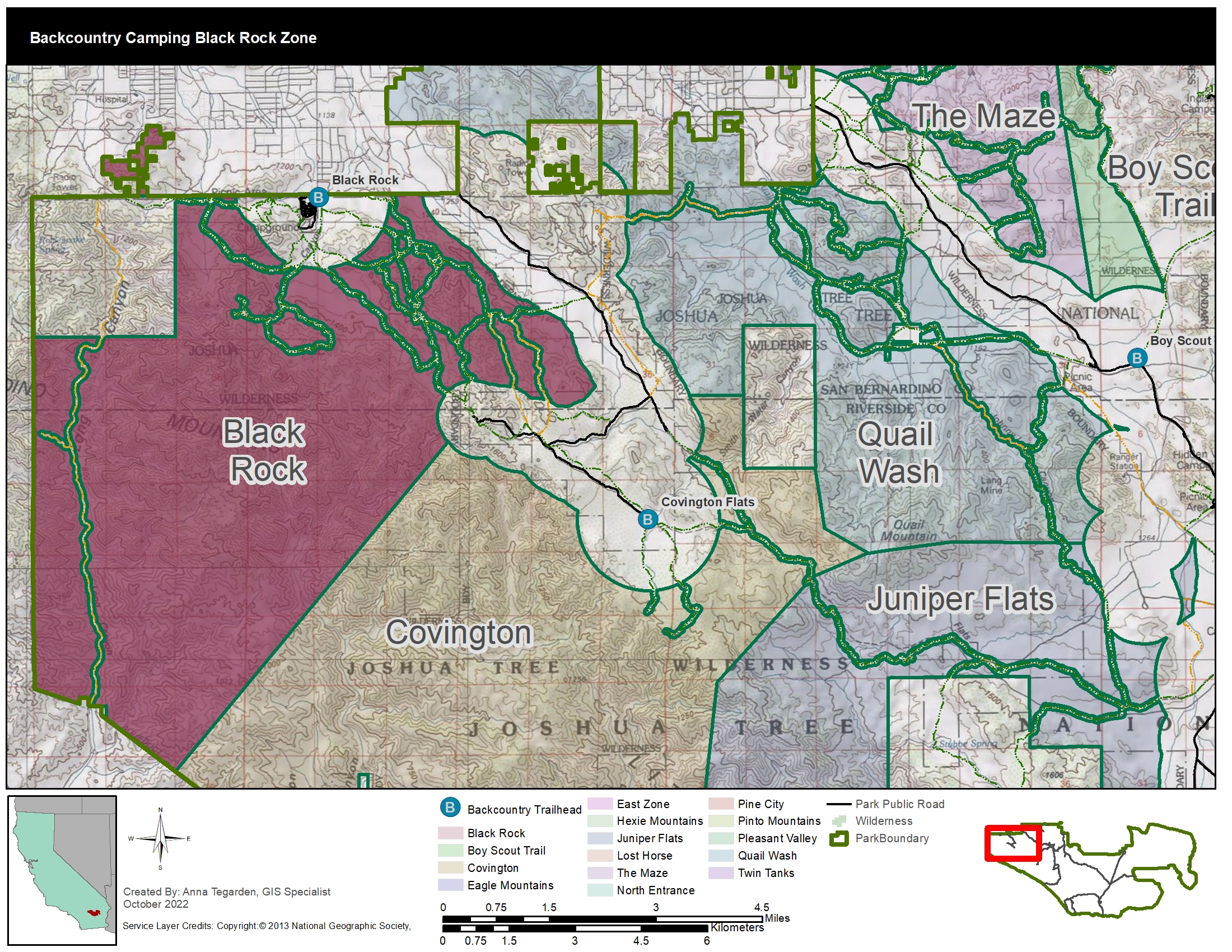 A map of the Black Rock Backcountry Zone