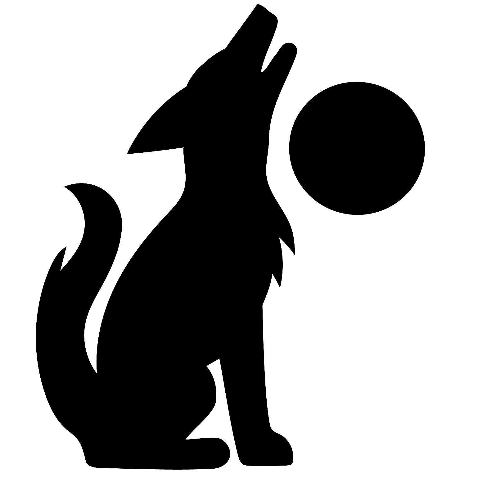 An illustration of a coyote howling at a full moon