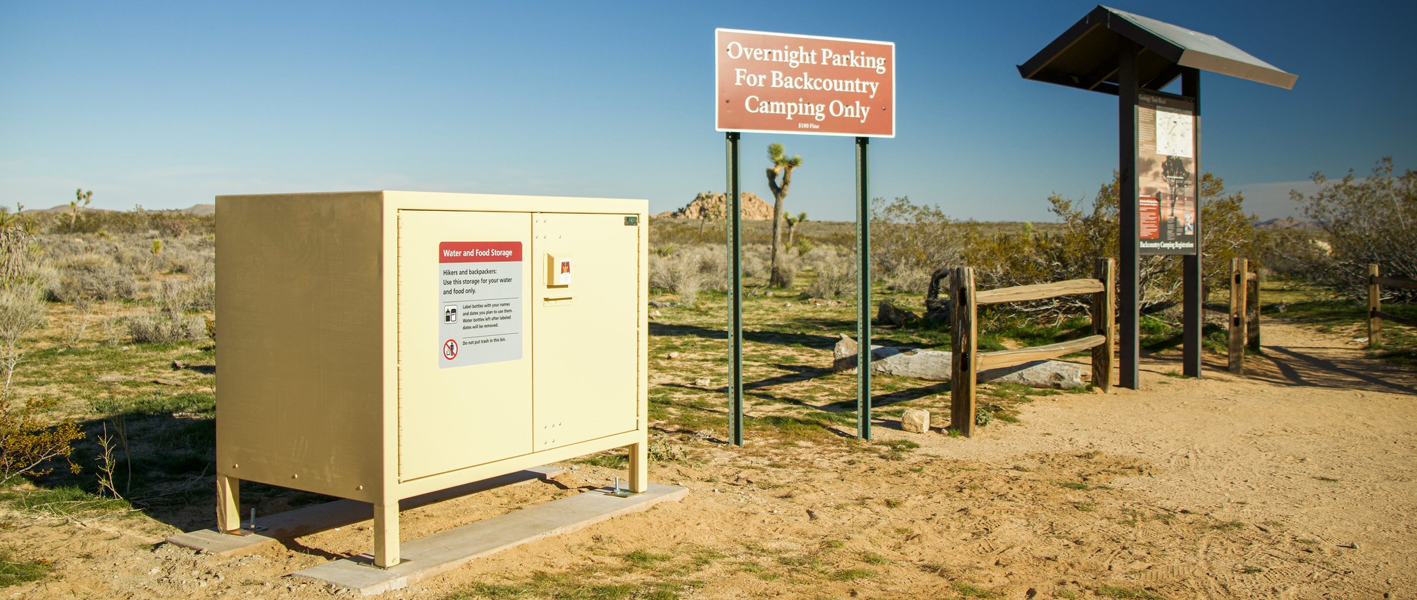 Tan storage in at backcountry trailhead