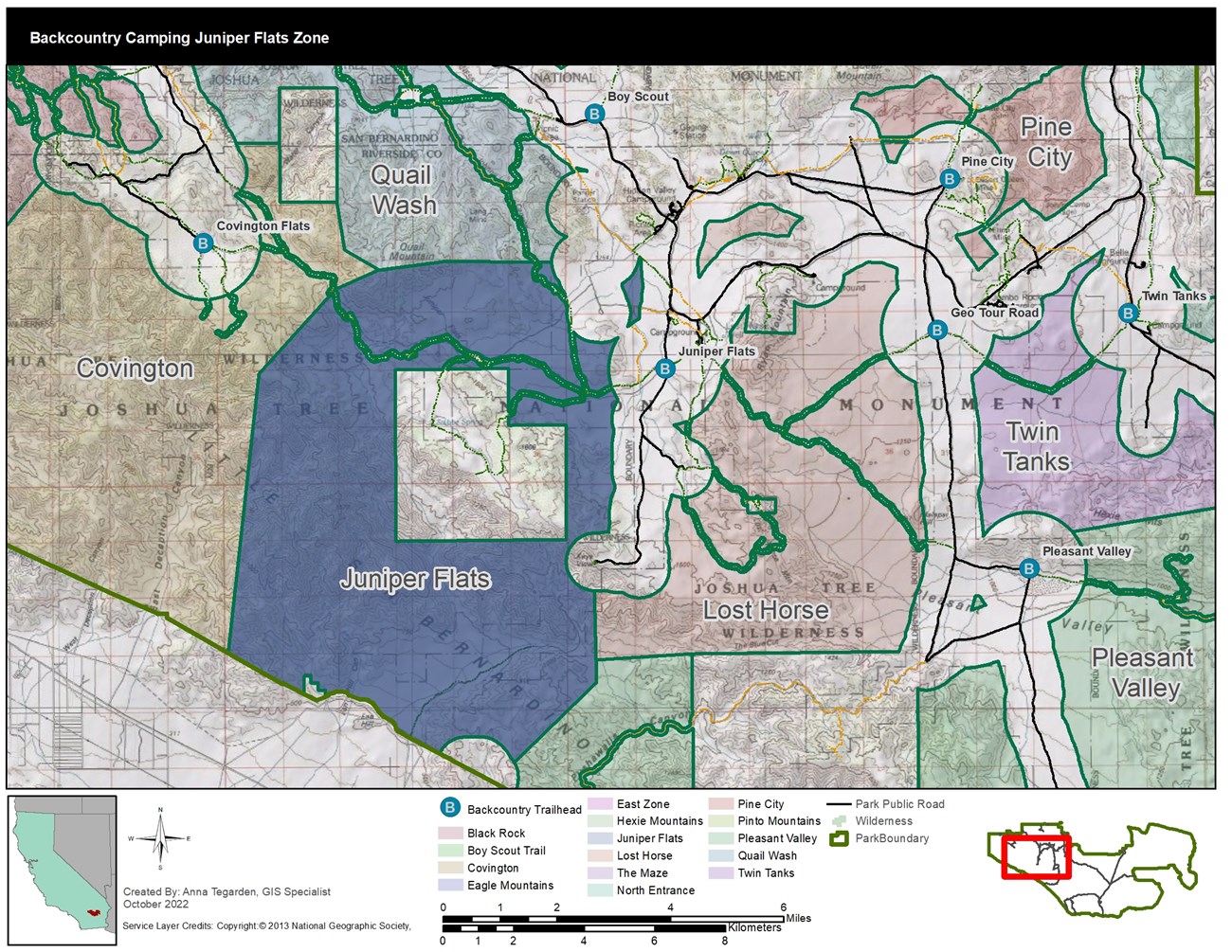 A map of the Juniper Flats Zone