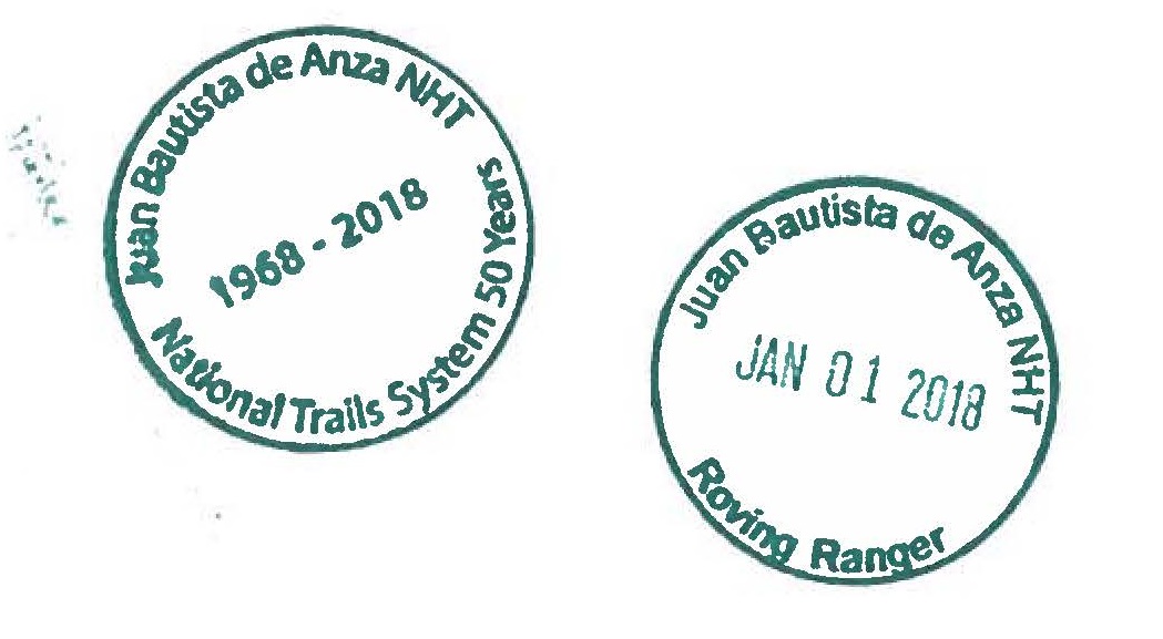A copy of a passport cancellation stamp for Trails 50