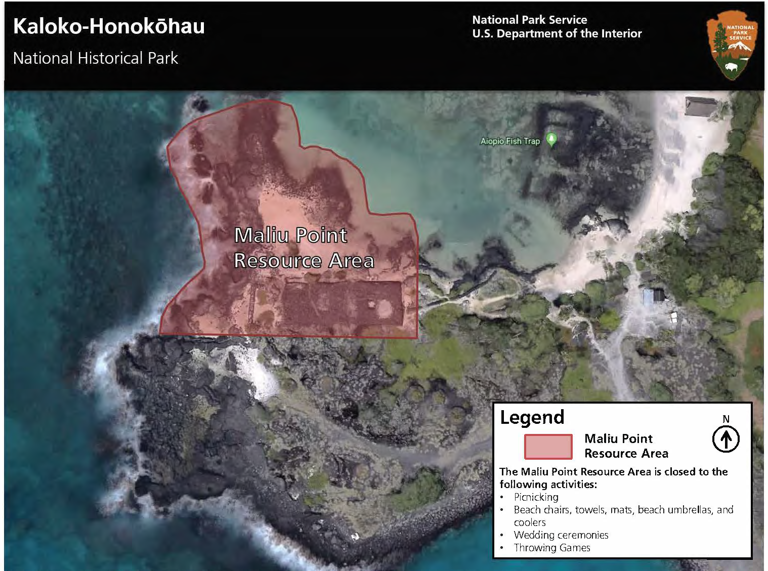 A map of the Maliu Point Resource Area with restrictions