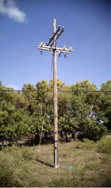 A photo of one of the failing power poles considered for replacement.