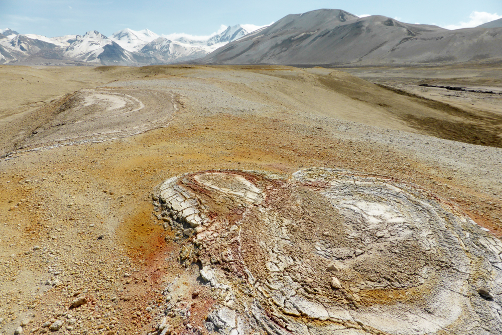 An extinct fumarole on the valley floor