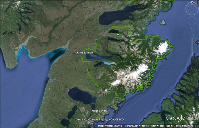 Katmai National Park from Google Earth