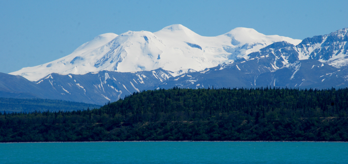 Snow and glacially-clad Mount Mageik
