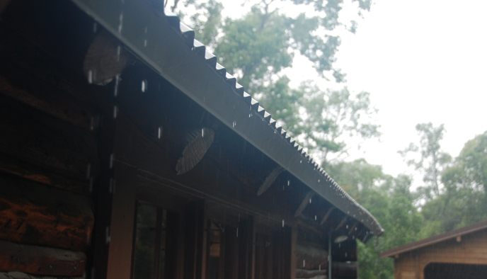 Rain running off of Brooks Camp Visitor Center Rain running off of Brooks Camp Visitor Center
