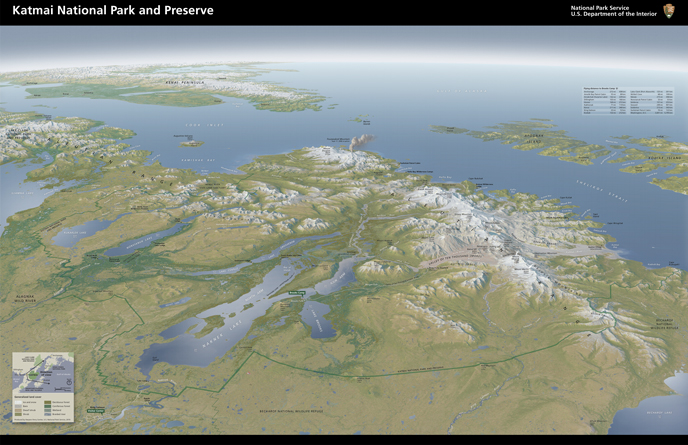 panorama map of Katmai National Park and Preserve