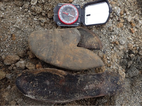 Archaeology photo of remnant of shoe. 