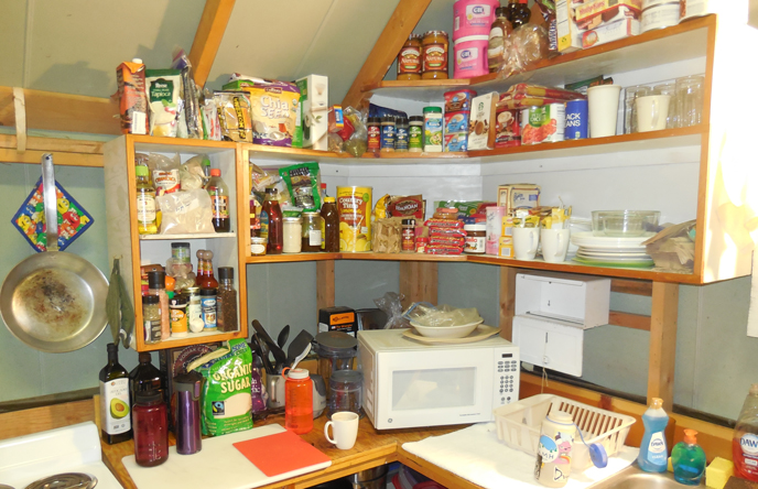 well stocked pantry in cabin