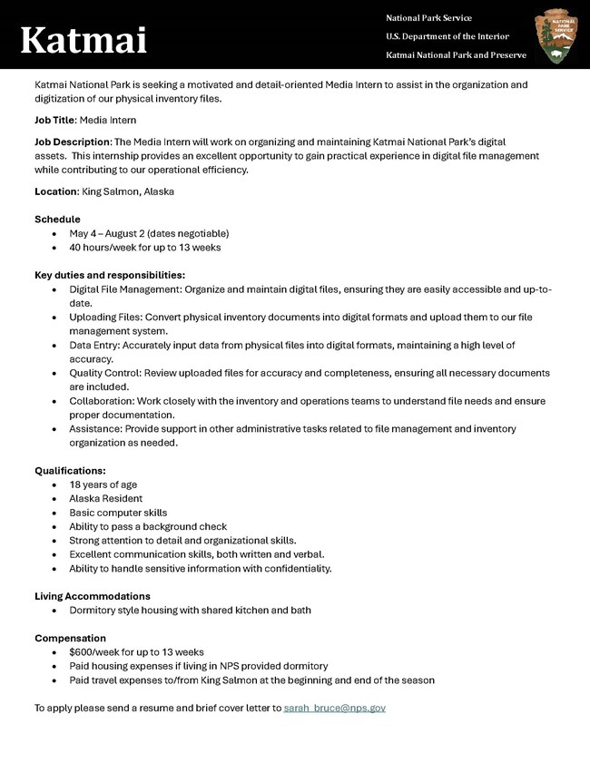 all text in photo is in the web page nps.gov/katm/getinvolved/workwithus.htm