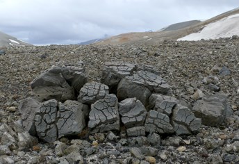 fractured rock covered in cracks