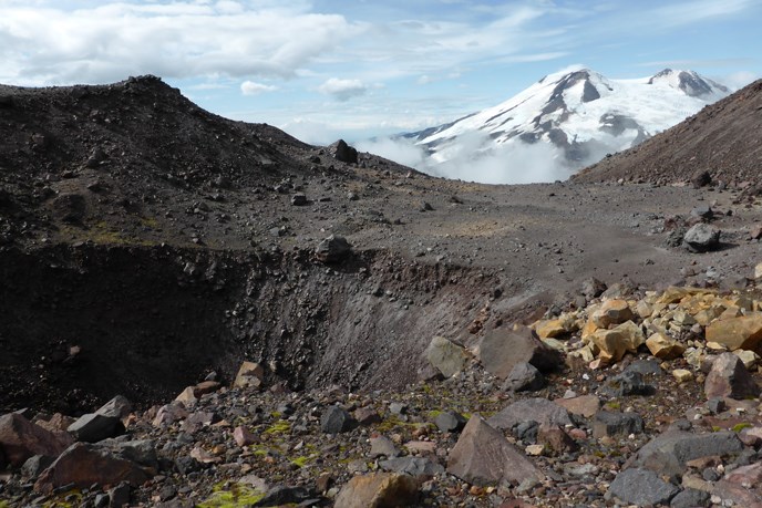 Summit of Southwest Trident with Mount Mageik in background