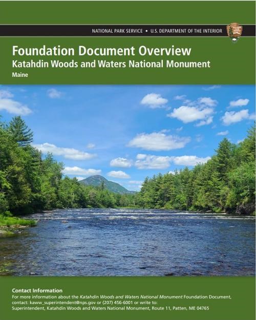 The cover of the Katahdin Woods and Waters Foundation Document