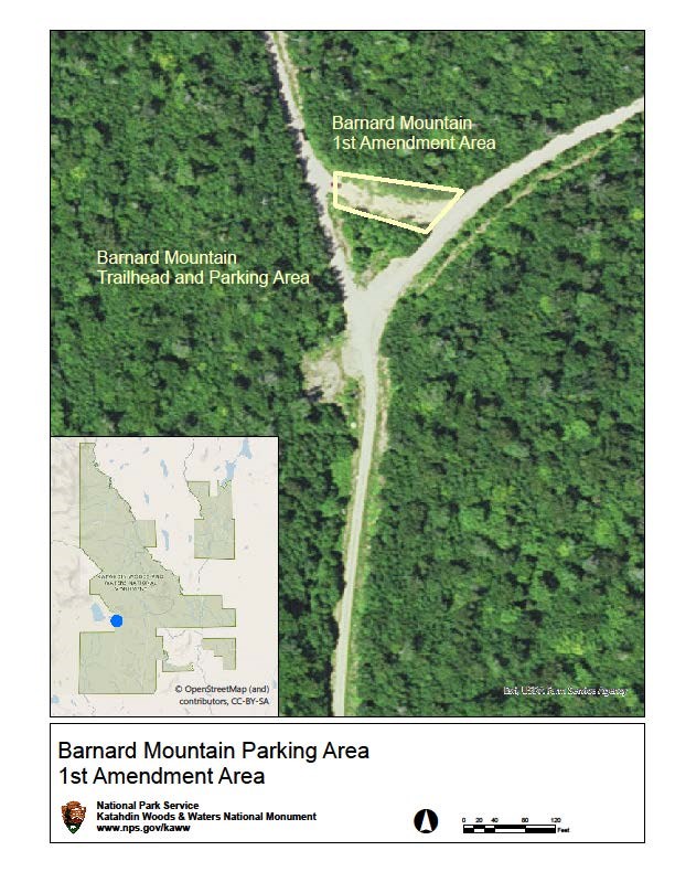 Barnard Mountain First Amendment Area located at the trailhead and parking for Barnard Mountain.