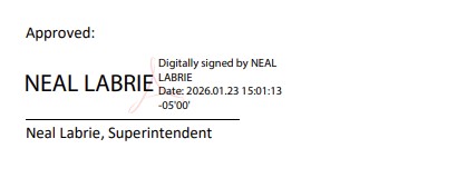 A screenshot of the superintendent's electronic signature.