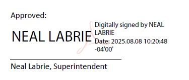 2025 Superintendent's signature An image of the superintendent's signature