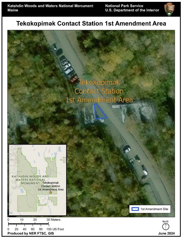 Map depicting the first amendment area at TCS.