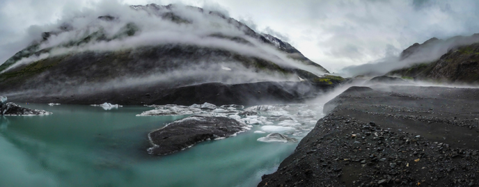 Fog settles on the source lake. Photo: T. Fulton/NPS