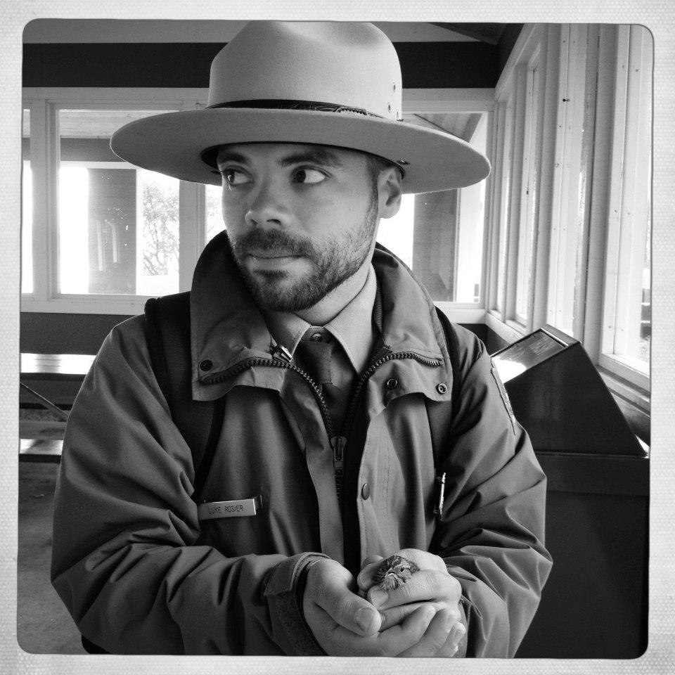 Ranger Luke holding a Lincoln's Sparrow