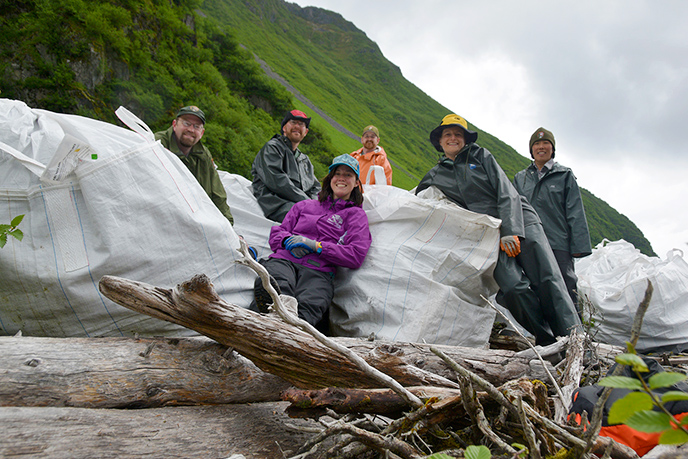 The marine debris cleanup team photo. Photo: Alaska Sea Life Center, J. Bering
