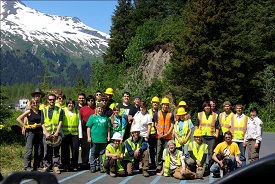 We had help from a Forest Service SCA crew, members of the Resurrection Bay Conservation Alliance, and a high school group from Anchorage.