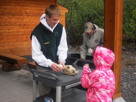 Matthew giving a cart talk about predators and prey