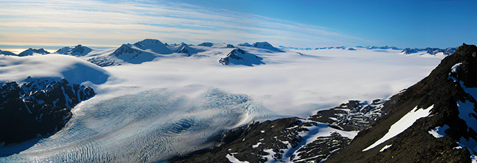 Harding Icefield Panorama from near Exit Glacier, Kenai Fjords National Park. Photo: NPS//Lowell