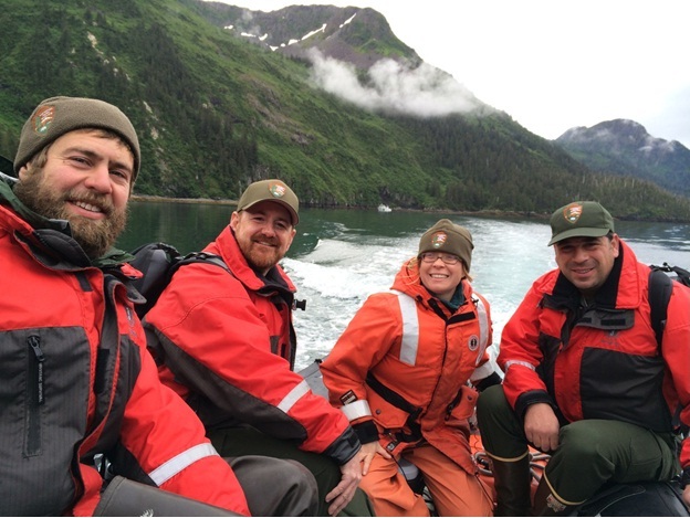 Park staff motoring to a historic site