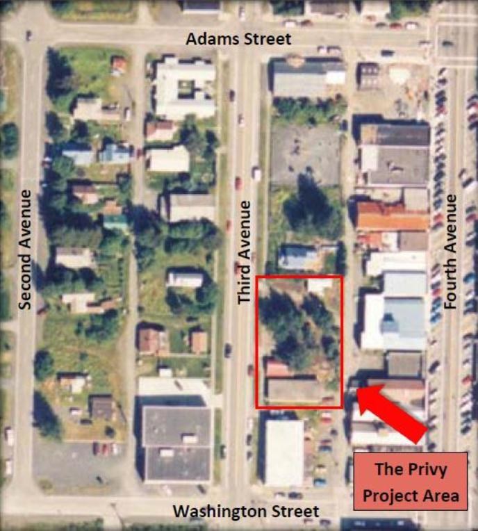 Privy Project Area Map of downtown Seward, Alaska.