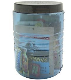 Example of a plastic bear resistant food container.