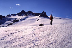 Skiing on the Harding Icefield.