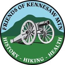 Friends group logo. Green and blue with cannon at center. Logo includes words History, Hiking, and Health.