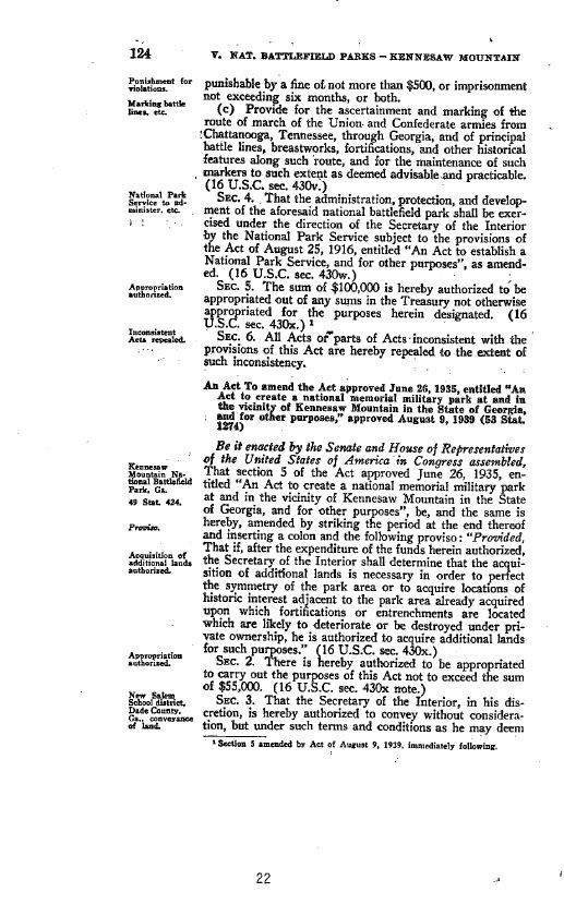 Continued Legislation relating to national battlefield park. See Transcript in Appendices Legislation A-2