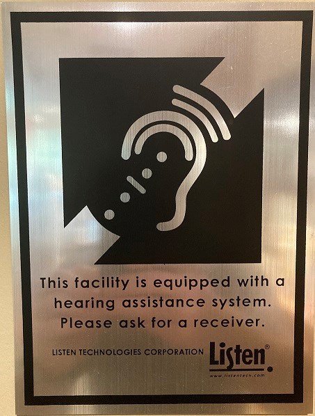This facility is equipped with a hearing assistance system. Please ask for a receiver.